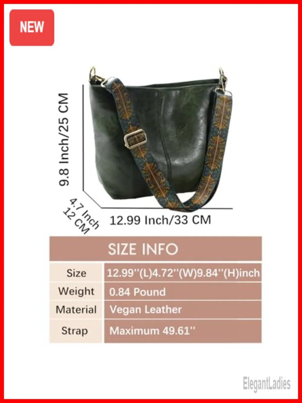 Vegan Leather Hobo Crossbody Bag with Zipper Shoulder Purse